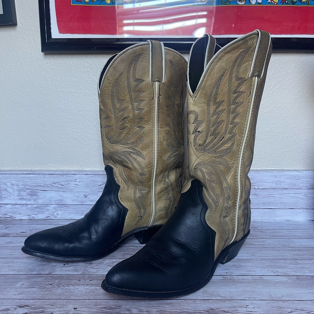Two-Tone Leather Cowboy Boots